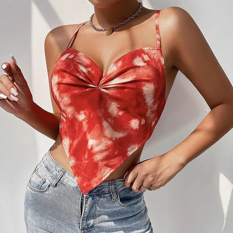 Crimson Tie-Dye Crop Top