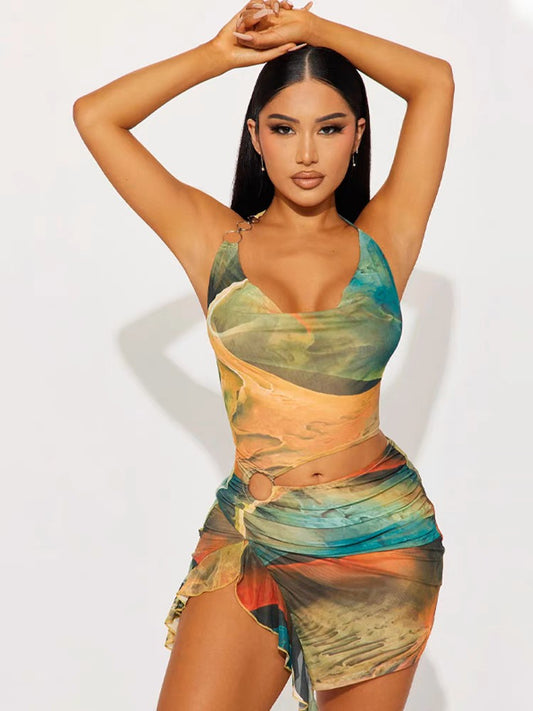 Sunset Halter Wrap Dress