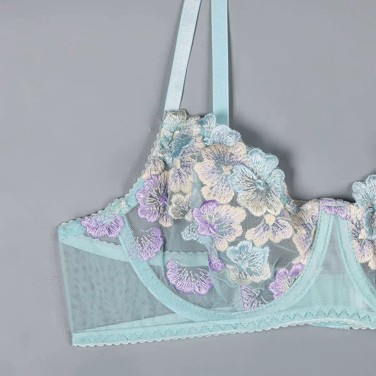 Floral Embroidered Lingerie Set