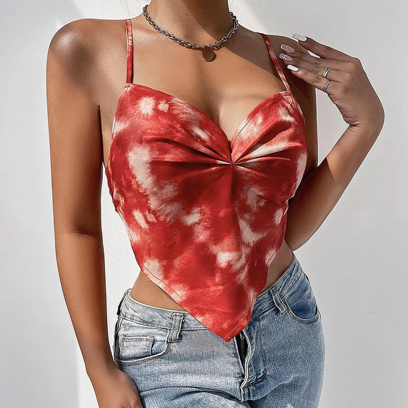 Crimson Tie-Dye Crop Top