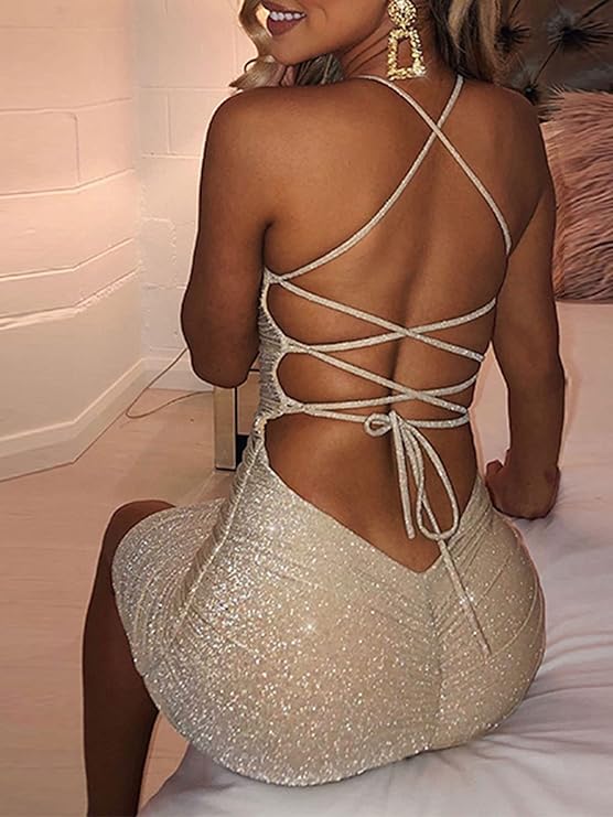 Glitter Backless Slit Elegant Maxi Dress