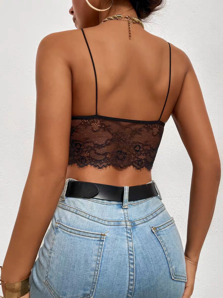 Black Lace Bralette with Bows