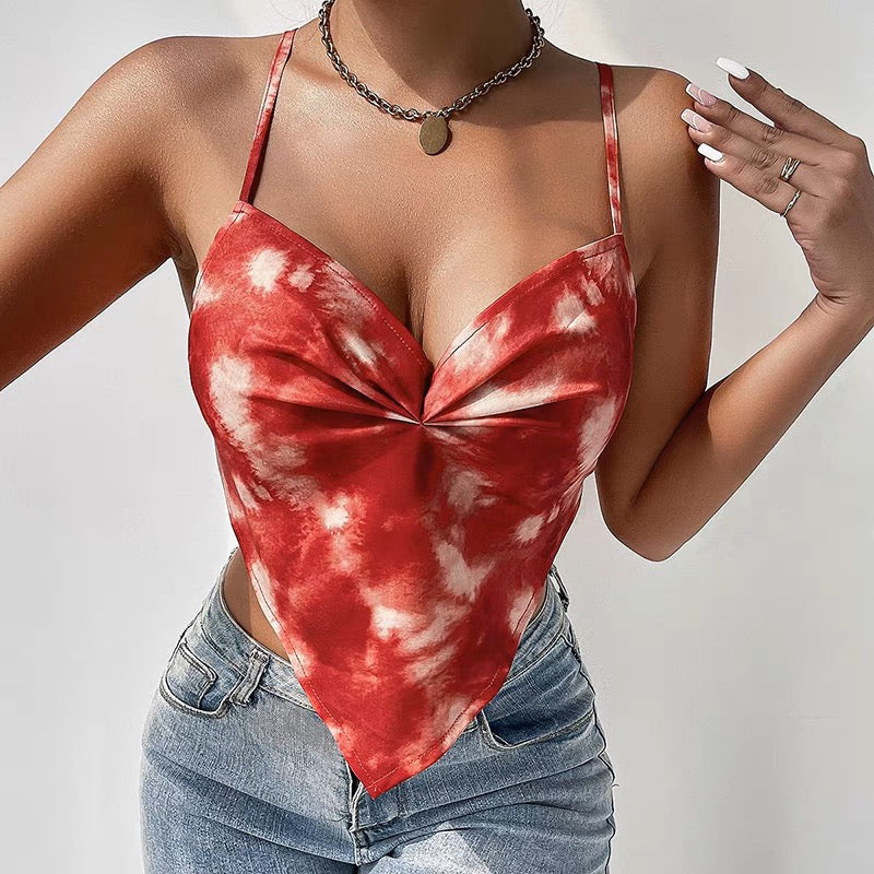 Crimson Tie-Dye Crop Top