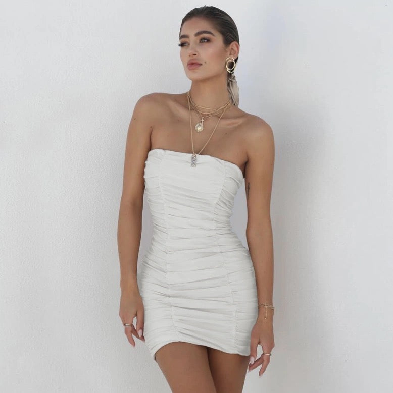 Strapless Ruched Bodycon Mini Dress