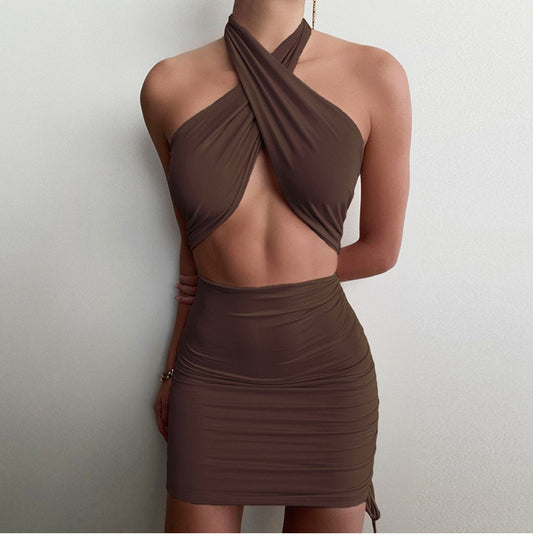 Mocha Allure Halter Dress